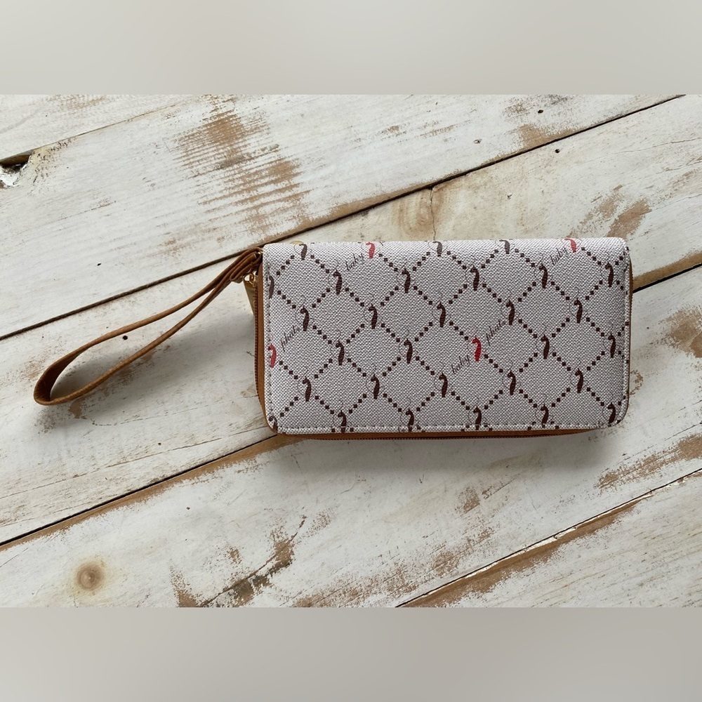 BABY PHAT y2k Vintage Wallet clutch wristlet iconic cats taupe neutral MINT - Picture 3 of 13